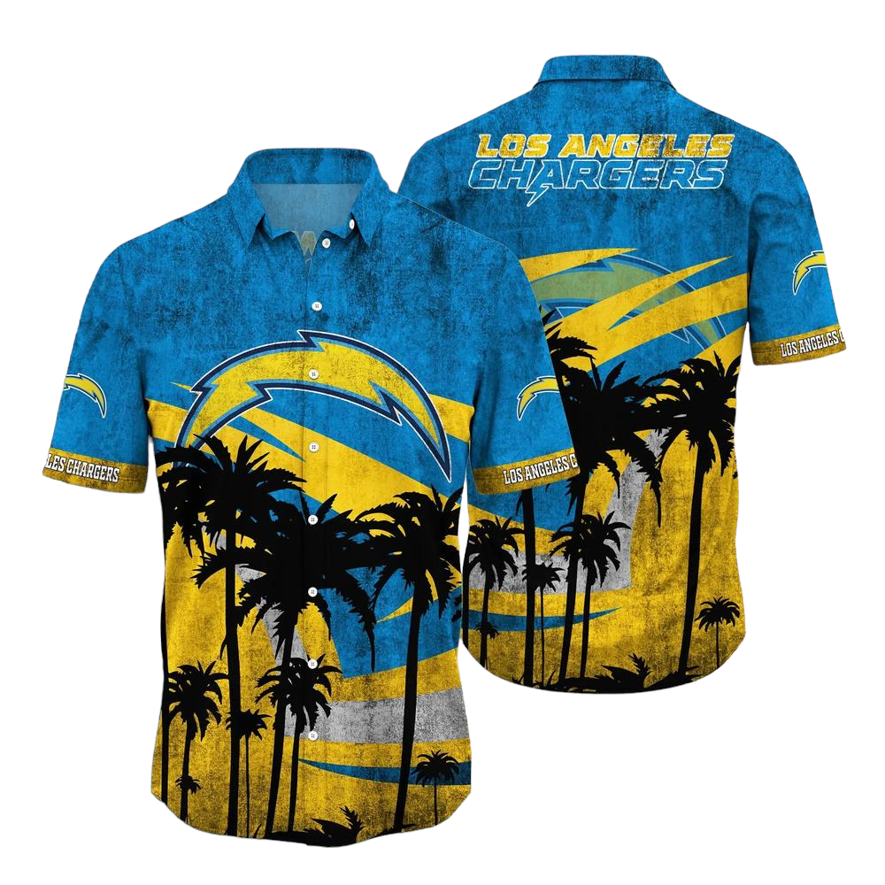 Los Angeles Chargers NFL Hawaii Shirt Graphic Tropical Pattern Short Sleeve Hot Summer