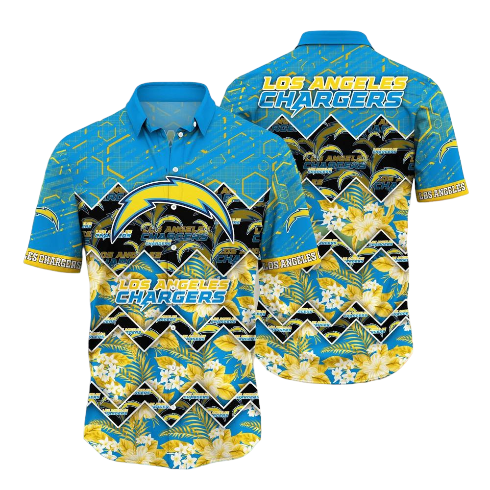 Los Angeles Chargers NFL Hawaiian Shirt Graphic Tropical Pattern 3D Printed Beach Shirt Summer Gift For Fan