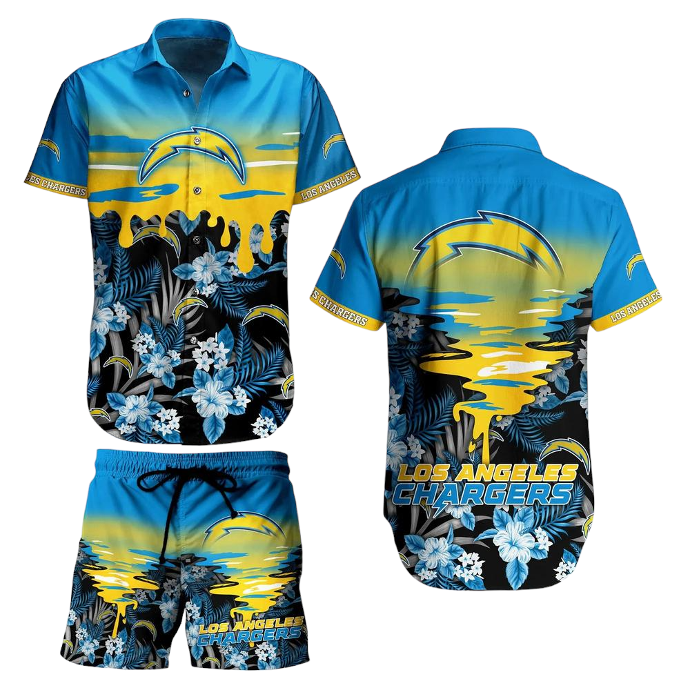 Los Angeles Chargers NFL Hawaiian Shirt And Short Tropical Pattern Beach Shirt New Gift For Best Fan