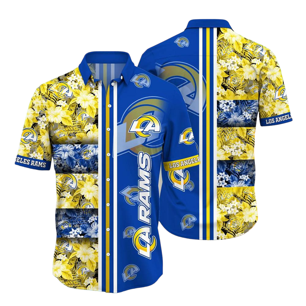 Los Angeles Rams NFL Graphic Tropical Pattern Hawaiian Shirt 3D Printed Beach Shirt Summer Gift For Fans