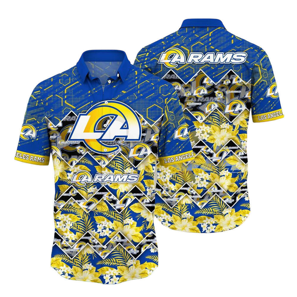 Los Angeles Rams NFL Hawaiian Shirt Graphic Tropical Pattern 3D Printed Beach Shirt Summer Gift For Fan