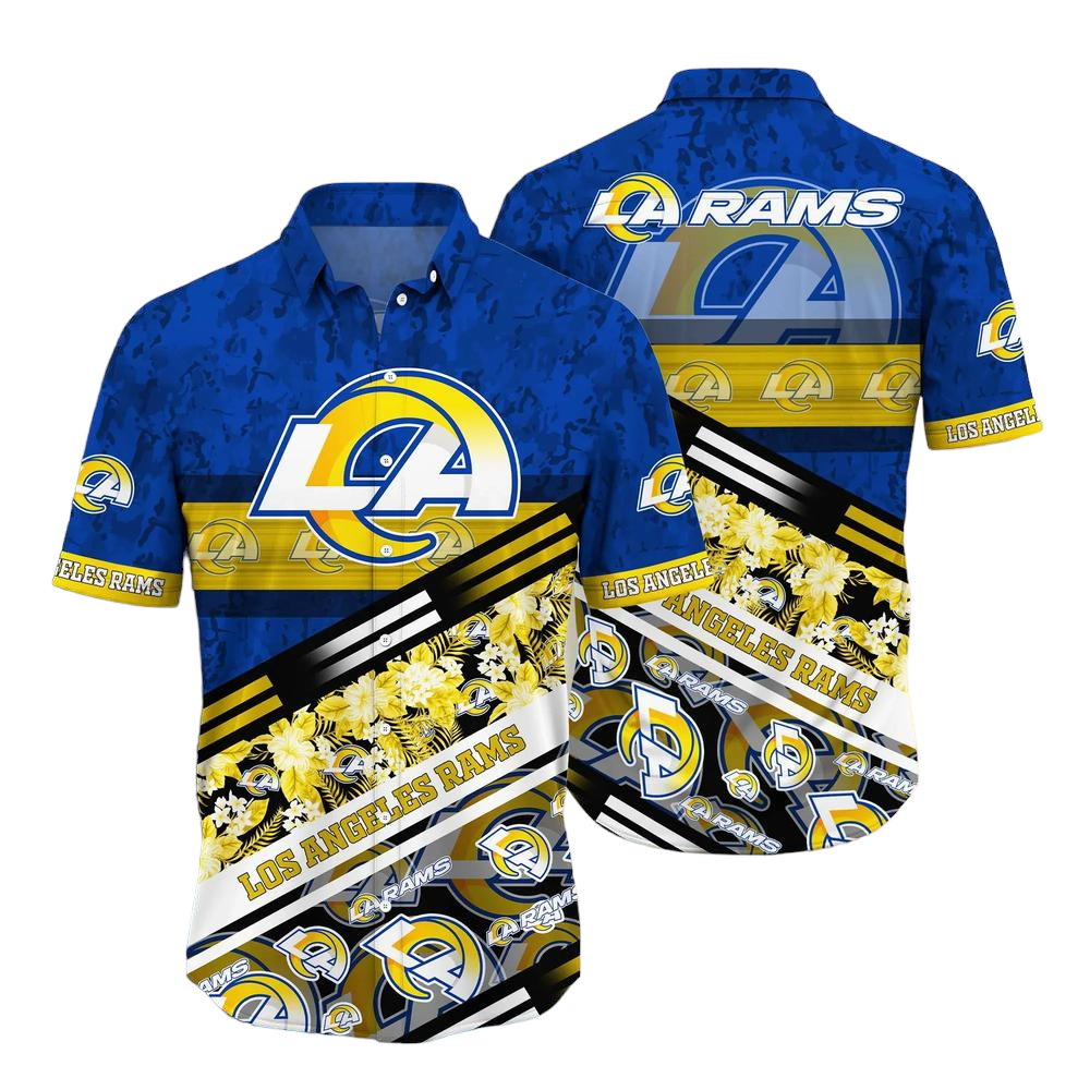 Los Angeles Rams NFL Hawaiian Shirt Graphic Tropical Pattern 3D Printed Beach Shirt Summer Gift For Fans