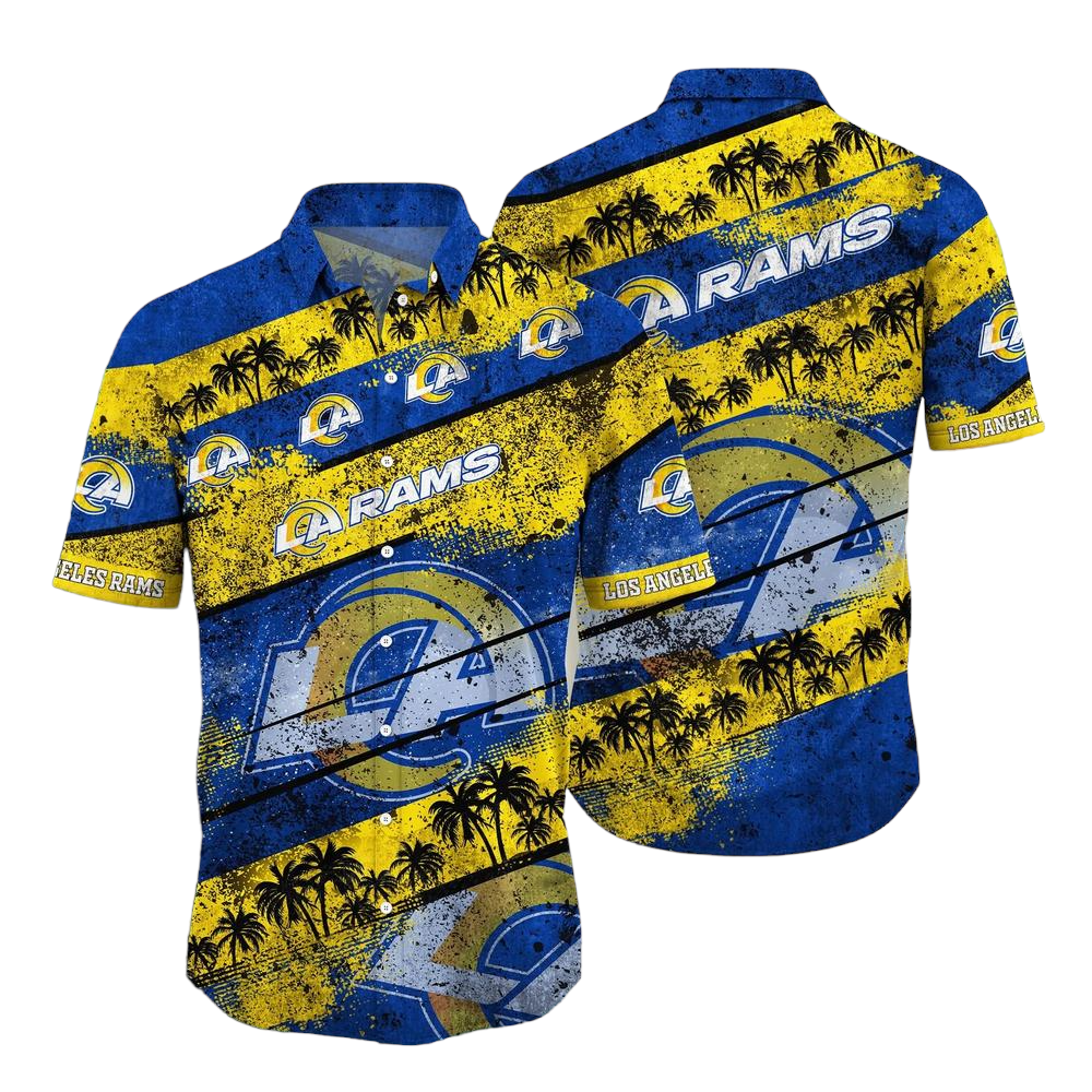 Los Angeles Rams NFL Hawaiian Shirt Graphic Tropical Pattern Short Sleeve Summer For Fans