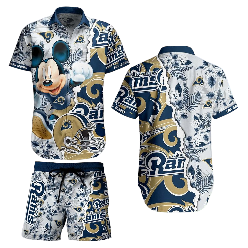 Los Angeles Rams NFL Hawaiian Shirt And Short Mickey Graphic Tropical 3D Printed Gift For Men Women