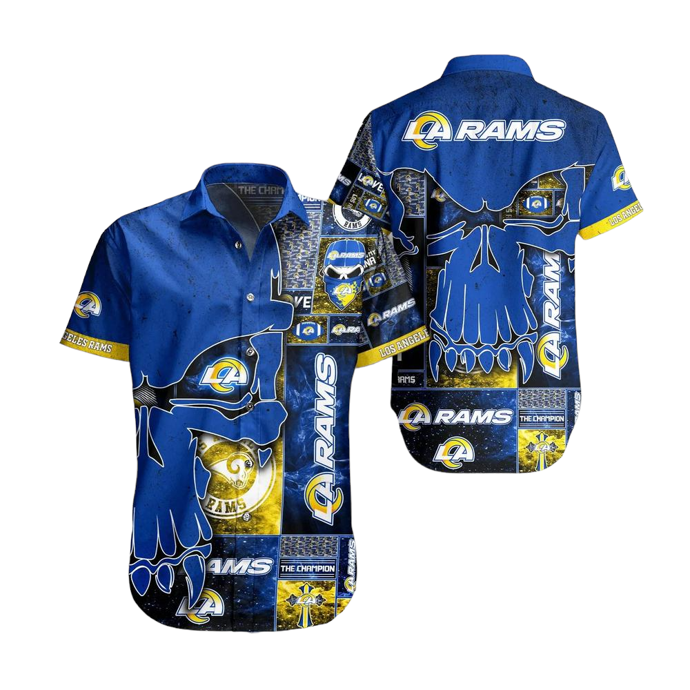 Los Angeles Rams NFL Hawaiian Shirt Skull Printed 3D New Trend Summer For Fans