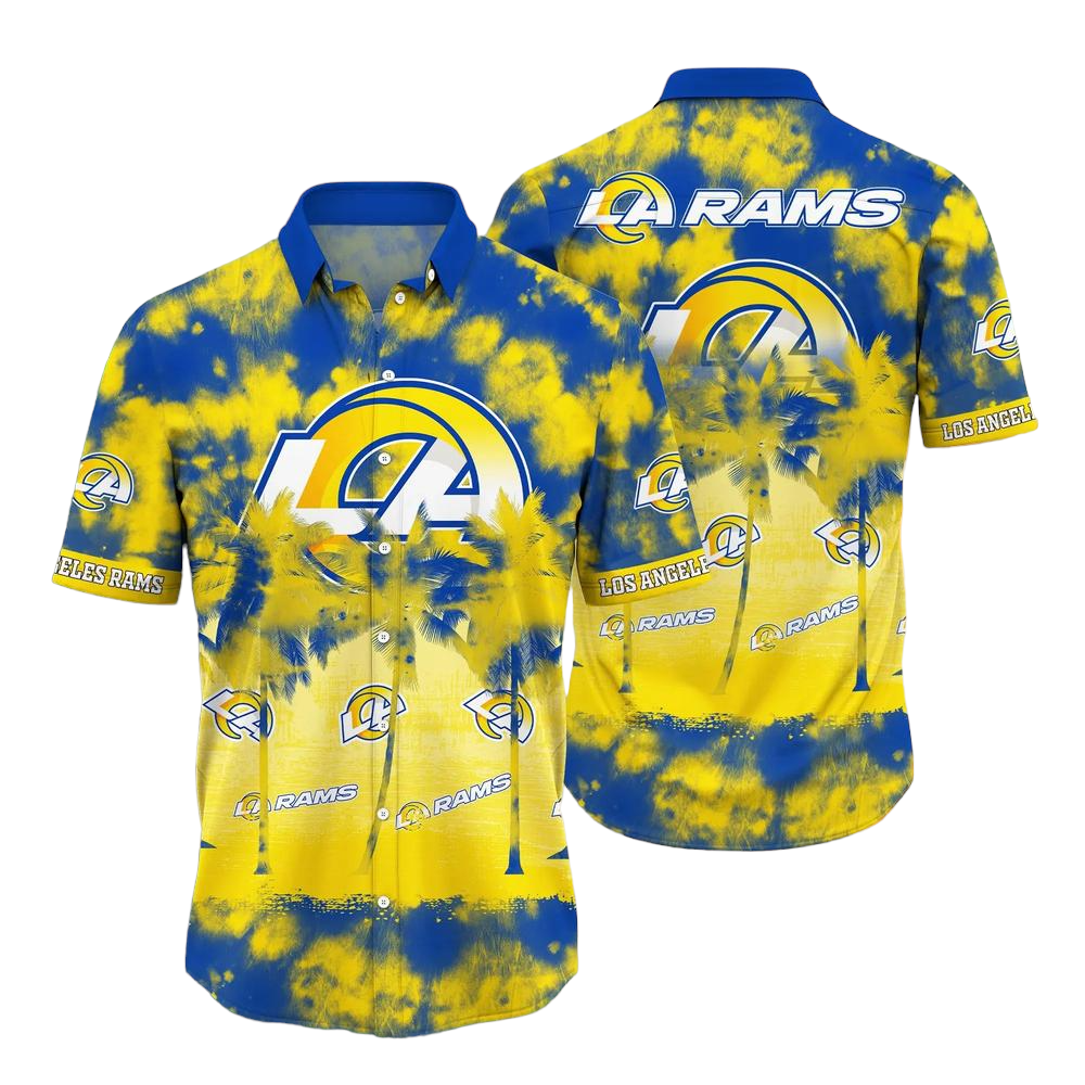 Los Angeles Rams NFL Hawaiian Shirt Tropical Pattern Graphic Short Sleeve Summer Gift For Fans