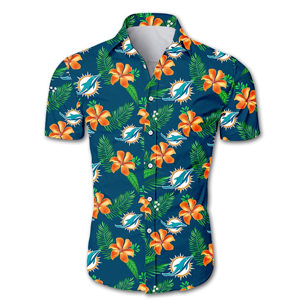 Miami Dolphins Hawaiian Shirt Aloha Shirt for Men Women Tropical Flower