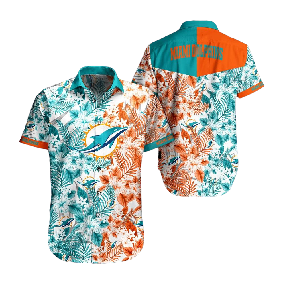 Miami Dolphins NFL Beach Shirt Graphic Floral Pattern Print This Summer Hawaiian Shirt