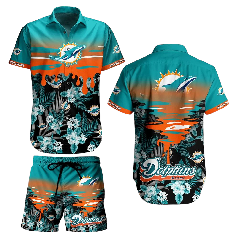 Miami Dolphins NFL Hawaiian Shirt And Short Tropical Pattern Beach Shirt New Gift For Best Fan