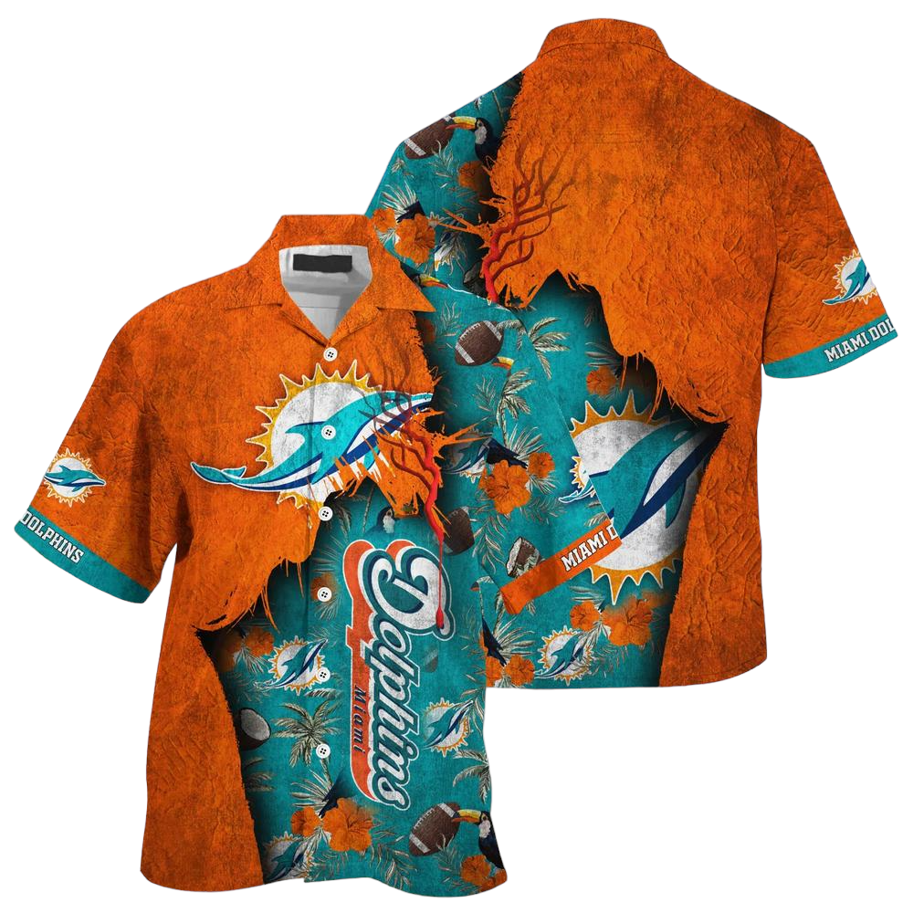 Miami Dolphins NFL Hawaiian Shirt Tropical Print Sumer Gift For Fans