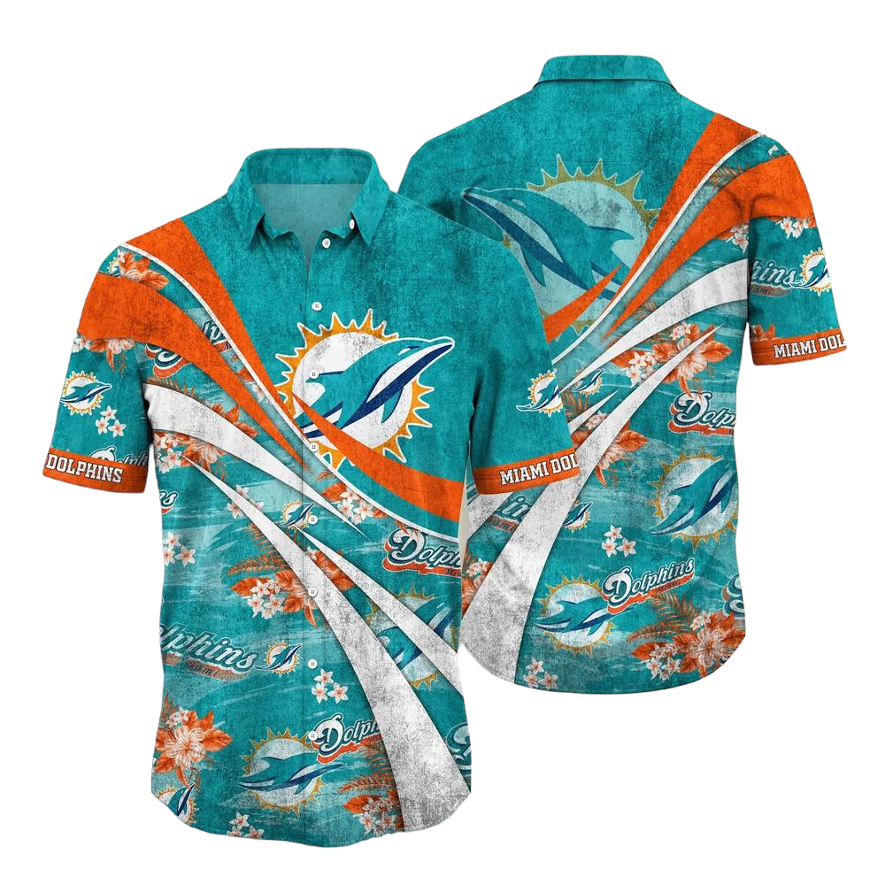 Miami Dolphins NFL Summer Hawaiian Shirt Floral Pattern Graphic For Football NFL Enthusiast