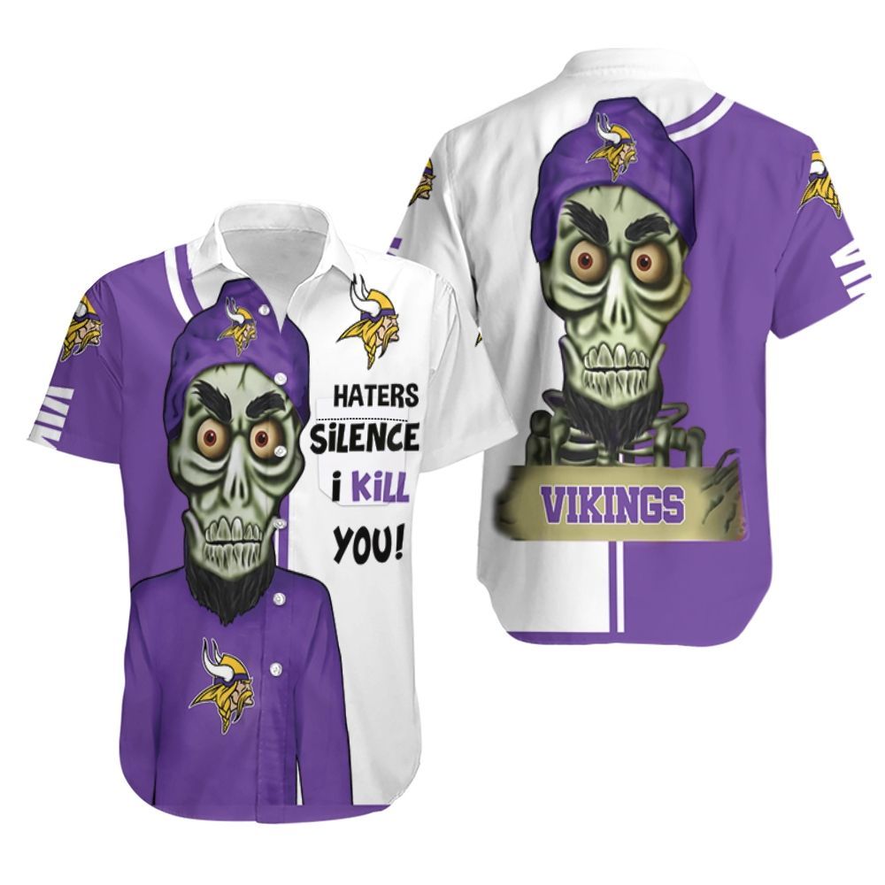 Minnesota Vikings Haters I Kill You 3D Hawaiian Shirt Aloha Shirt for Men Women