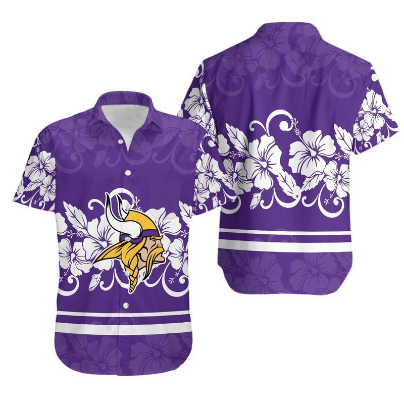 Minnesota Vikings Hibiscus Flowers Hawaii Shirt for Men Women