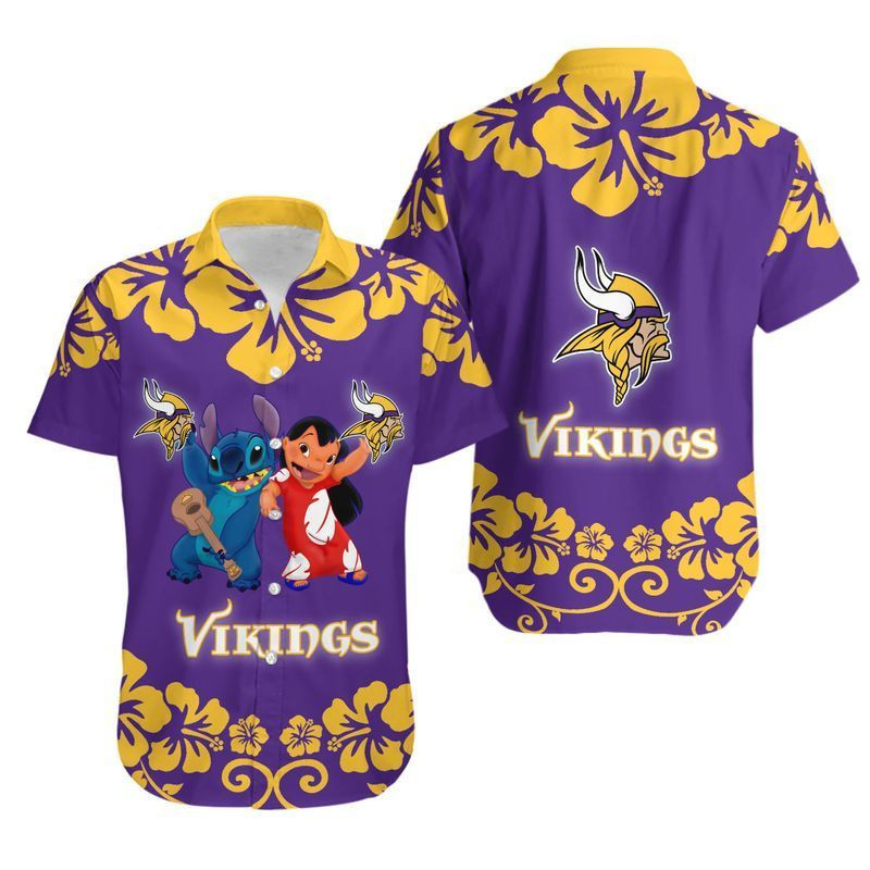 Minnesota Vikings Lilo & Stitch Hawaiian Shirt Aloha Shirt for Men Women