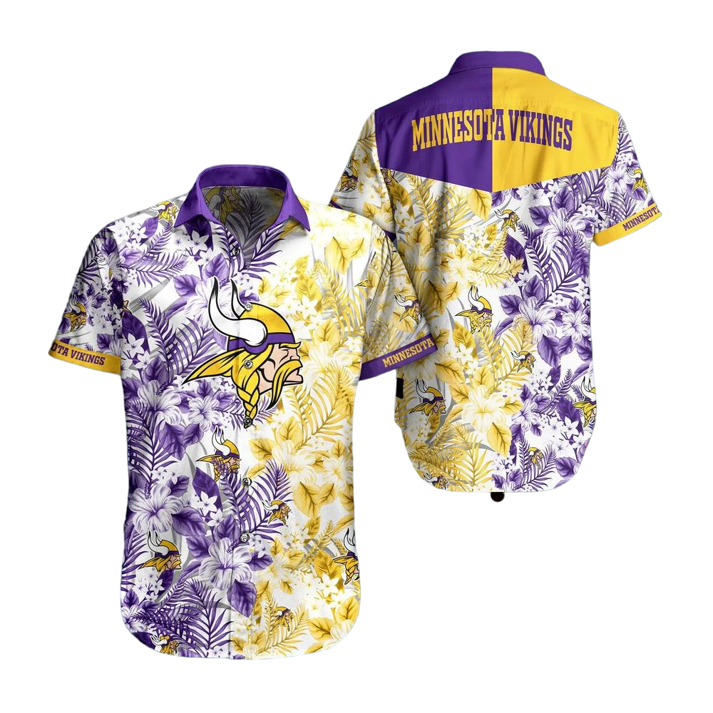 Minnesota Vikings NFL Beach Shirt Graphic Floral Pattern Print This Summer Hawaiian Shirt