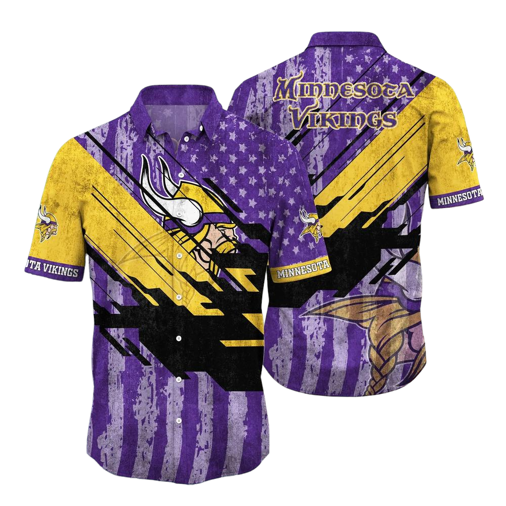 Minnesota Vikings NFL Football Hawaiian Shirt Short American Flag Print This Summer Gift For Fans