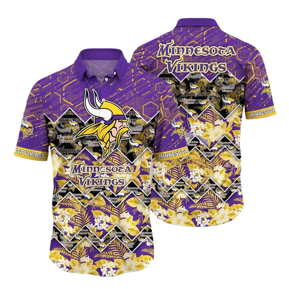 Minnesota Vikings NFL Hawaiian Shirt Graphic Tropical Pattern 3D Printed Beach Shirt Summer Gift For Fan