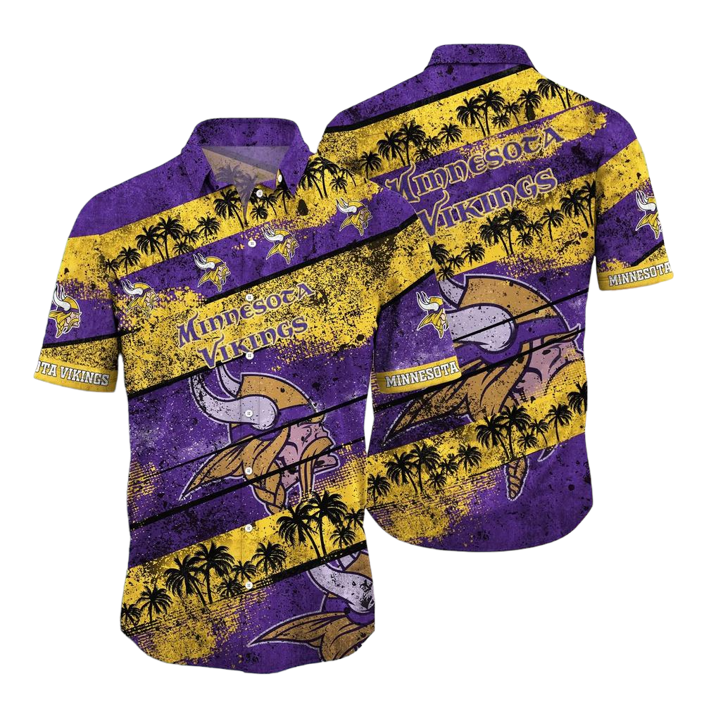 Minnesota Vikings NFL Hawaiian Shirt Graphic Tropical Pattern Short Sleeve Summer For Fans