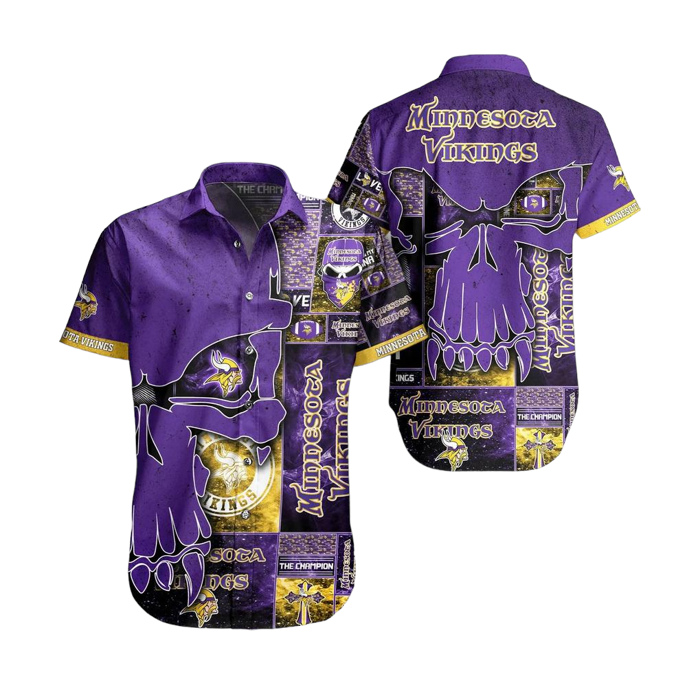 Minnesota Vikings NFL Hawaiian Shirt Skull Printed 3D New Trend Summer For Fans