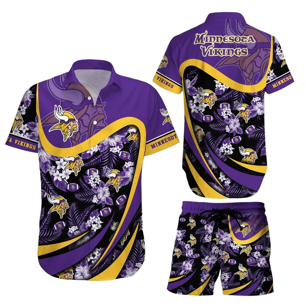 Minnesota Vikings NFL Hawaiian Shirt And Short Tropical Pattern Beach Shirt New Gift For Sports Fans