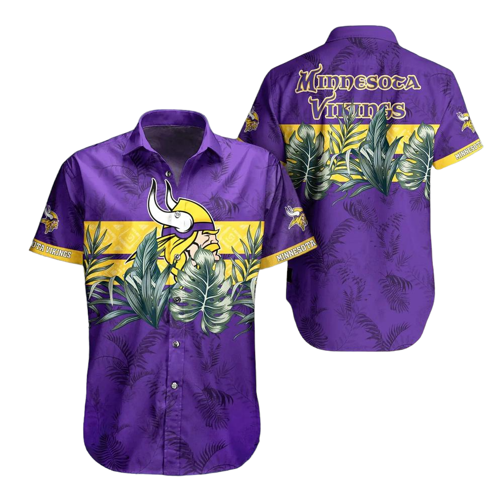 Minnesota Vikings NFL Hawaiian Shirt Tropical Pattern Graphic Gift For Fan NFL Enthusiast