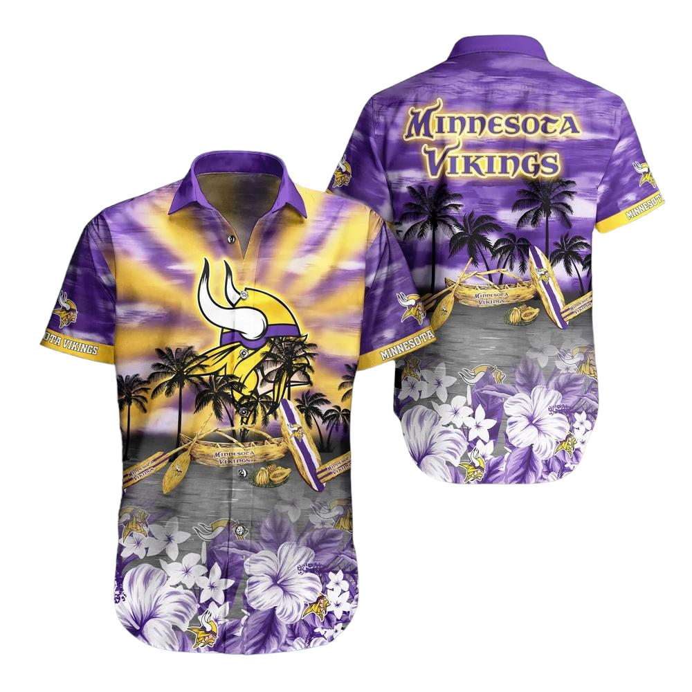 Minnesota Vikings NFL Hawaiian Shirt Tropical Pattern Summer For NFL Football Fans