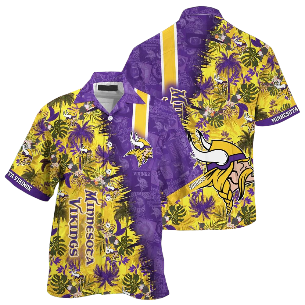 Minnesota Vikings NFL Team Football Beach Shirt Summer Button Down Hawaiian Shirt Fan Ever