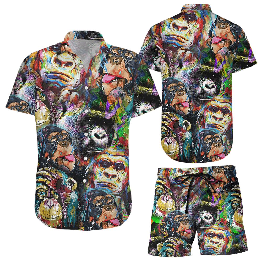 Monkey On Shirt Amazing Colorful Gorilla Unisex Hawaiian Shirt Presents For Monkey Lovers