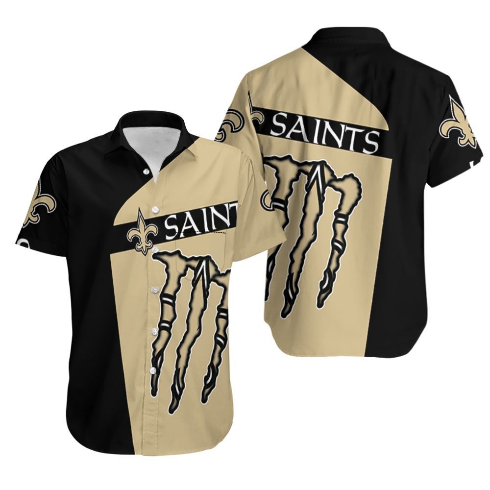 Monster Energy New Orleans Saints Hawaiian Shirt Aloha Shirt for Men Women