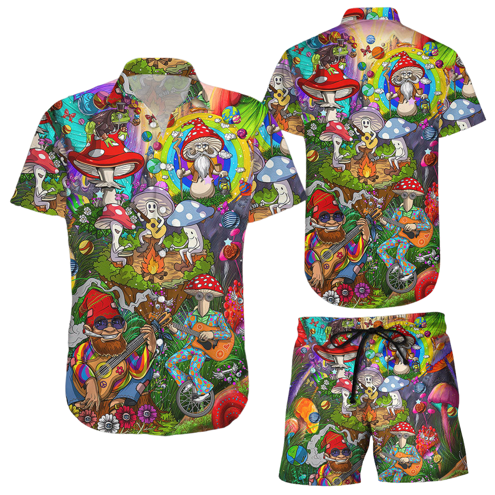 Mushrooms Hawaiian Shirt Color Guitar Hippie Mushrooms Aloha Hawaii Shirt Cute Summer Gift Ideas