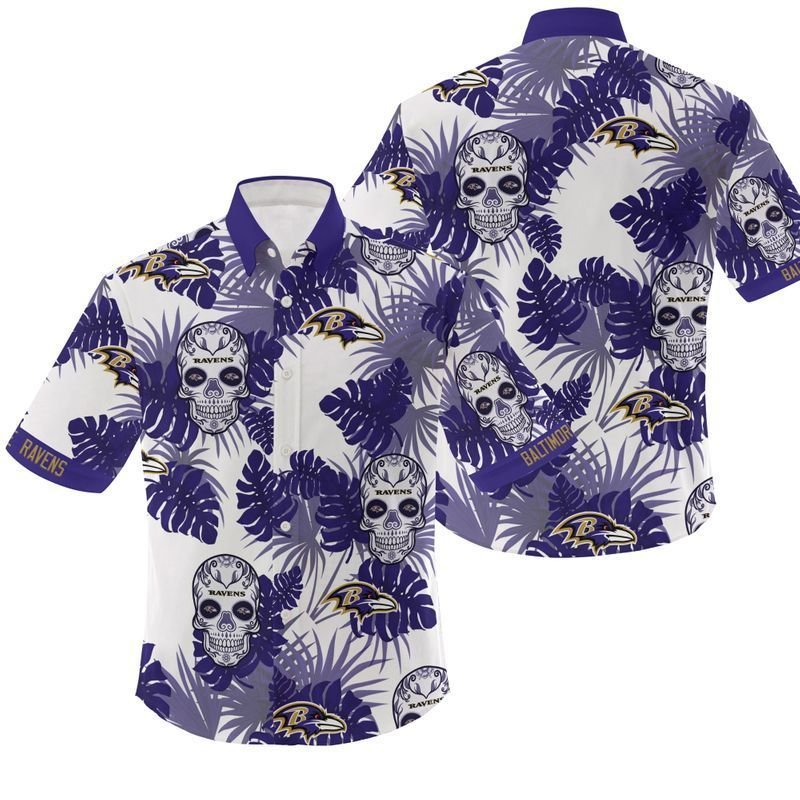 NFL Baltimore Ravens Candy Skulls Gift For Fan Hawaiian Shirt Aloha Shirt for Men Women