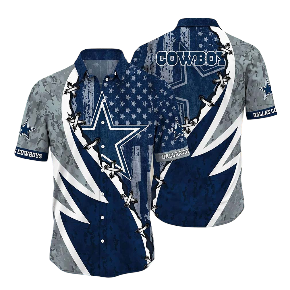 NFL Dallas CowboysHawaiian Shirt Graphic American Flag Print This Summer Gift For Fans