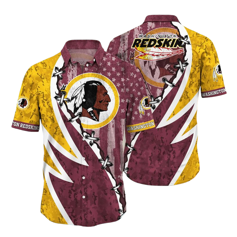 NFL Washington Redskins Hawaiian Shirt Graphic American Flag Print This Summer Gift For Fans