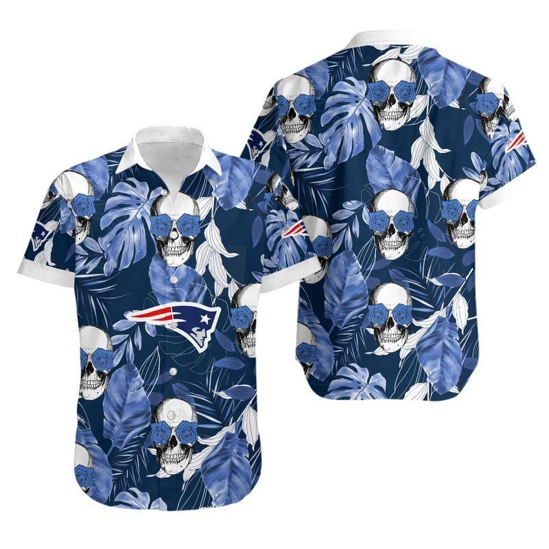 New England Patriots Coconut Leaves And Skulls Hawaii Shirt for Men Women