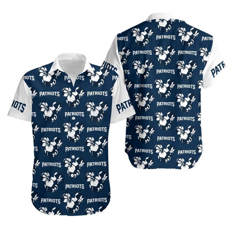 New England Patriots Mickey and Flowers Hawaii Shirt for Men Women