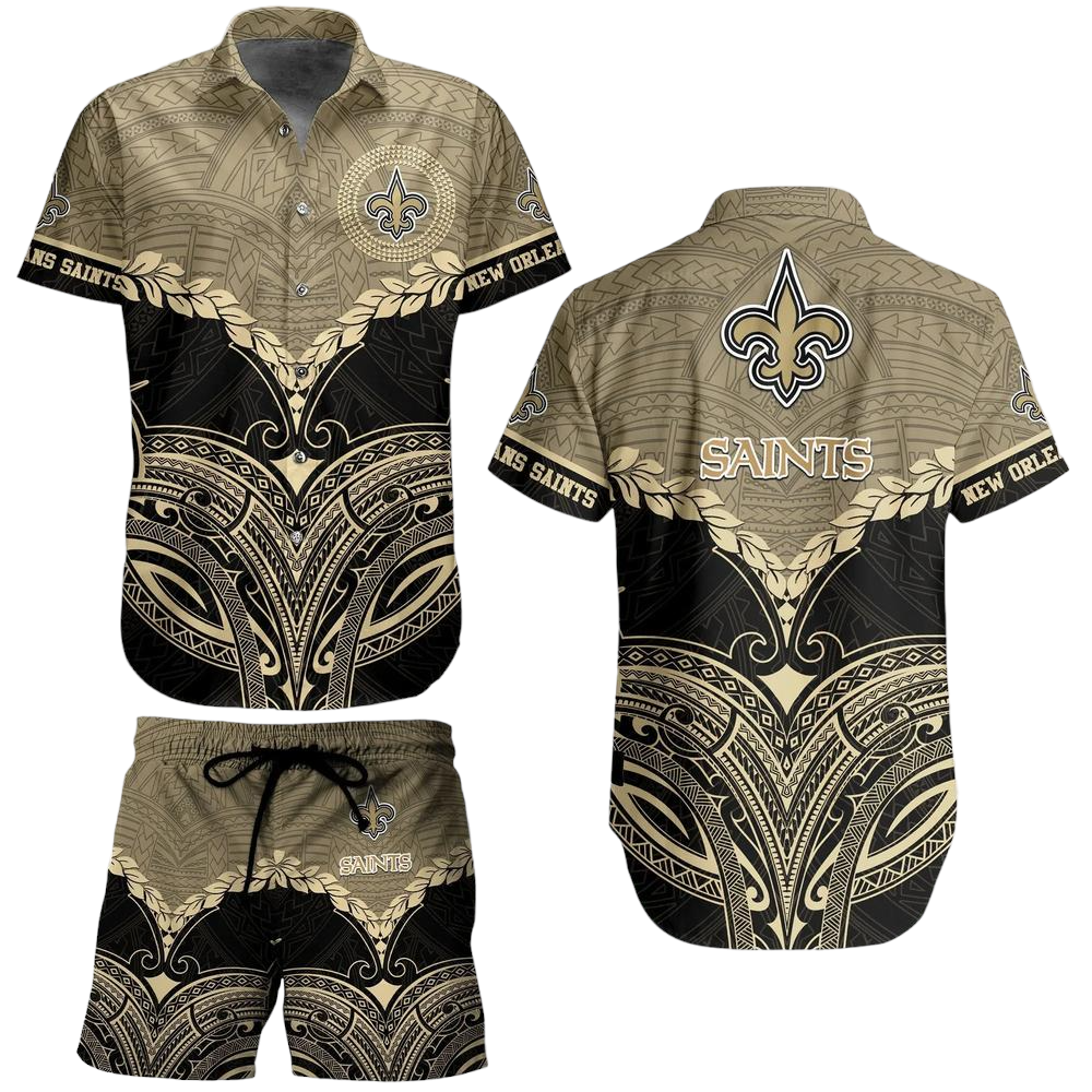 New Orleans Saints Football NFL Hawaiian Shirt Polynesian Pattern New Summer Gift For Men Women Fans