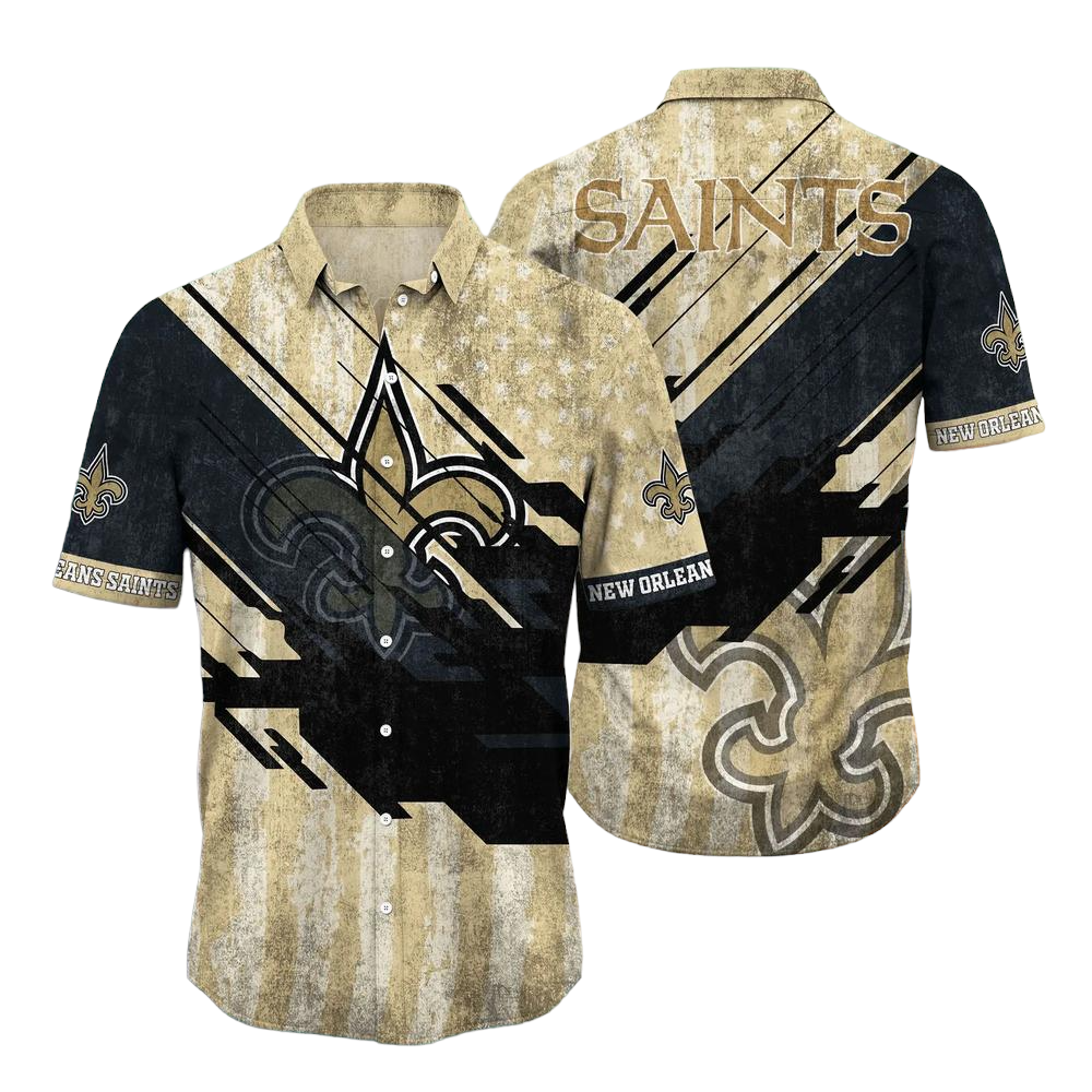 New Orleans Saints NFL Football Hawaiian Shirt Short American Flag Print This Summer Gift For Fans