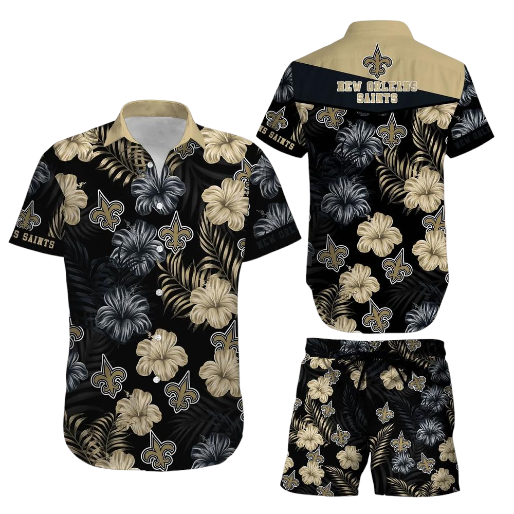 New Orleans Saints NFL Football Hawaiian Shirt Short Summer With Flower Graphic Retro Sunset Hawaii