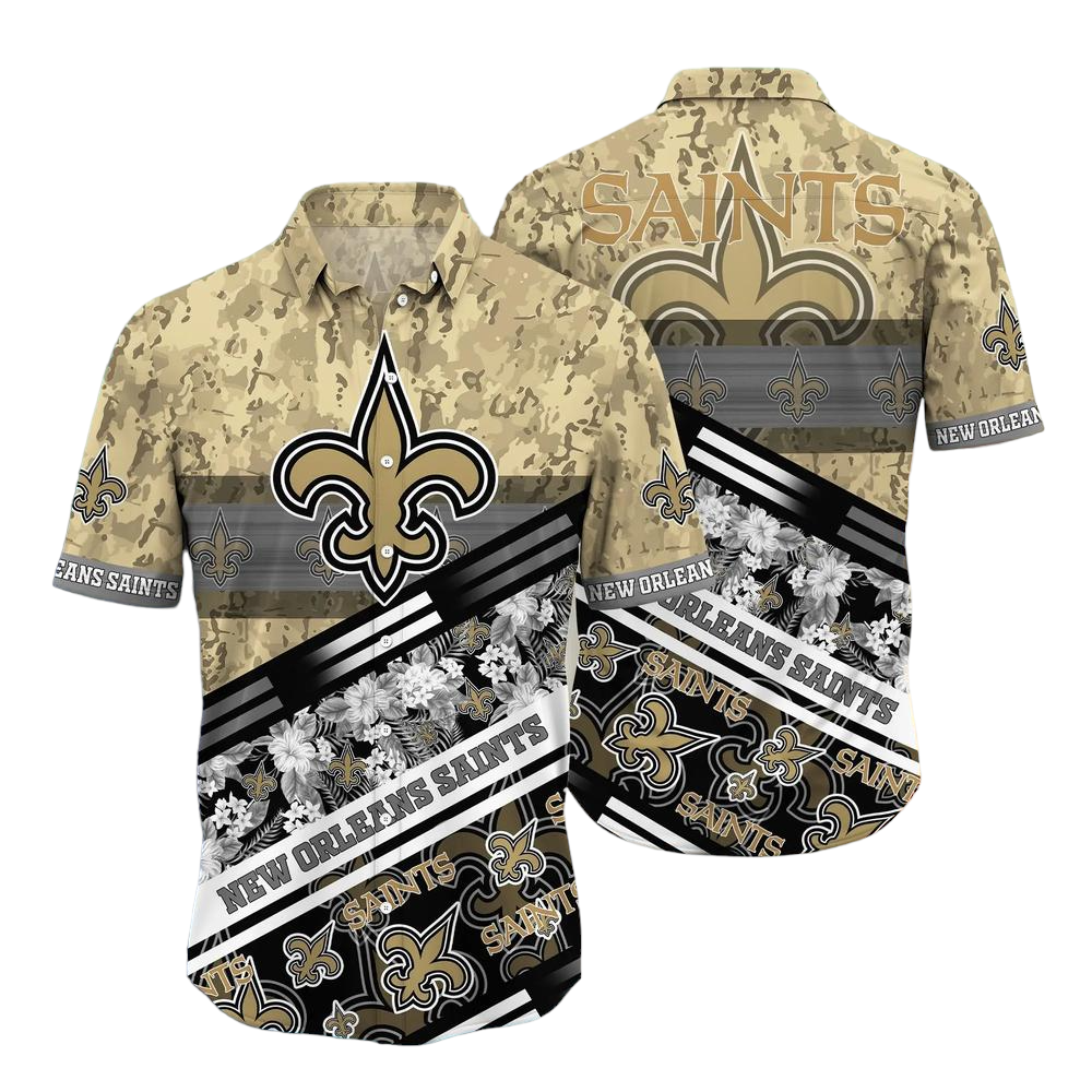 New Orleans Saints NFL Hawaiian Shirt Graphic Tropical Pattern 3D Printed Beach Shirt Summer Gift For Fans