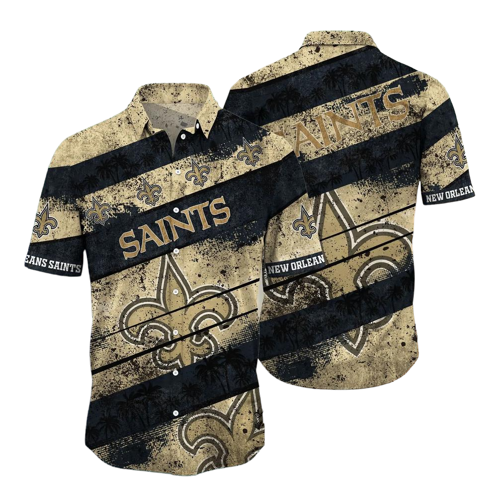 New Orleans Saints NFL Hawaiian Shirt Graphic Tropical Pattern Short Sleeve Summer For Fans