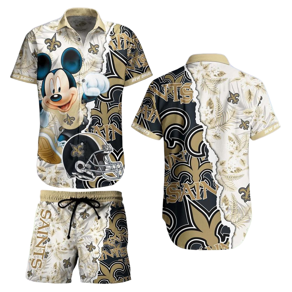 New Orleans Saints NFL Hawaiian Shirt And Short Mickey Graphic Tropical 3D Printed Gift For Men Women