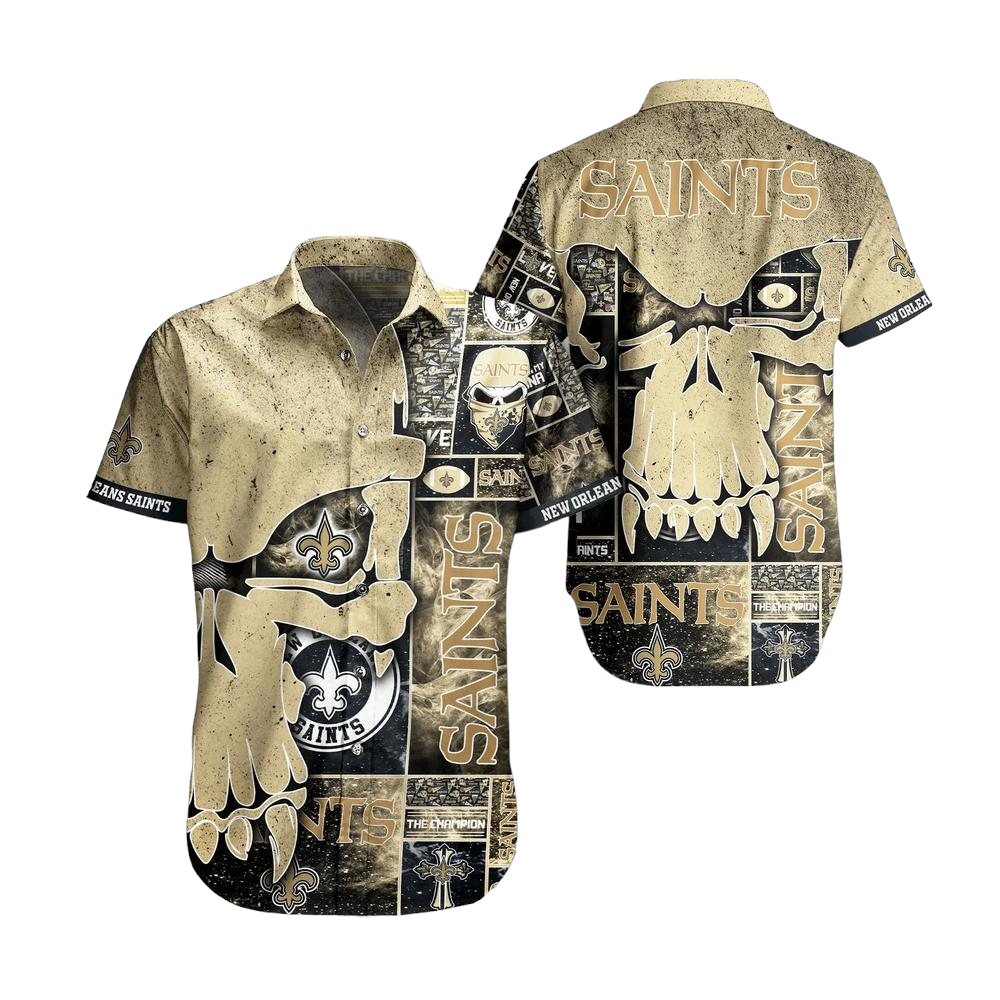 New Orleans Saints NFL Hawaiian Shirt Skull Printed 3D New Trend Summer For Fans