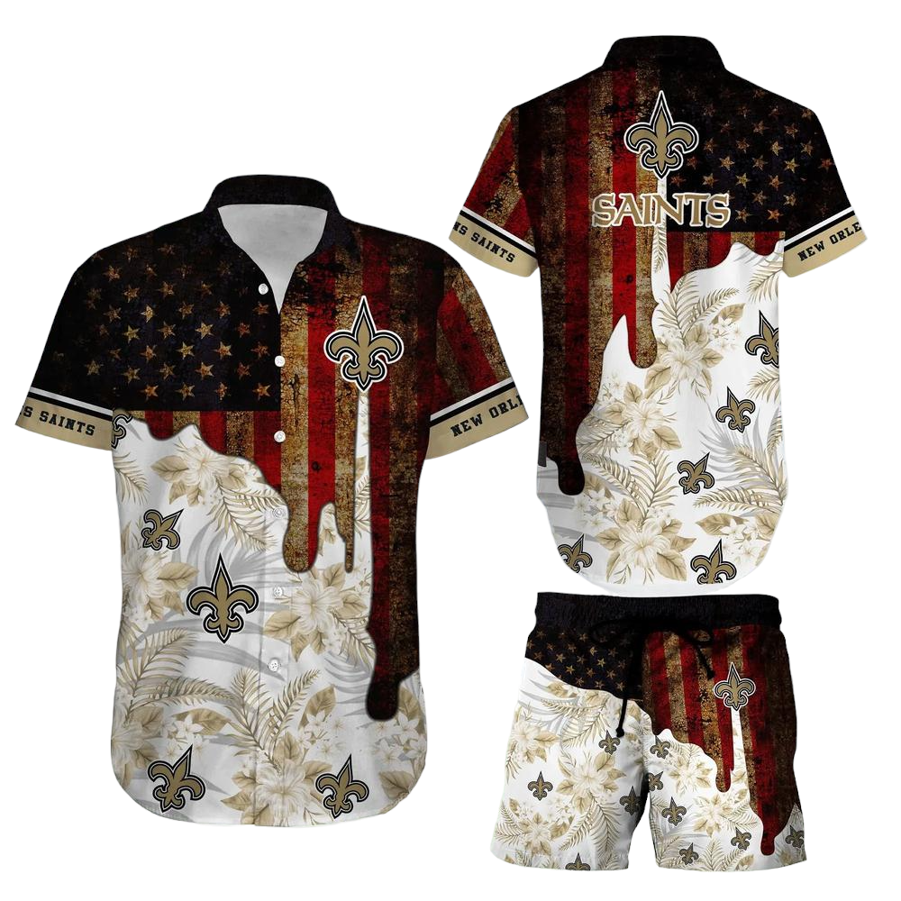 New Orleans Saints NFL Hawaiian Shirt And Short Summer Vintage US Flag Best Gift For Men Women