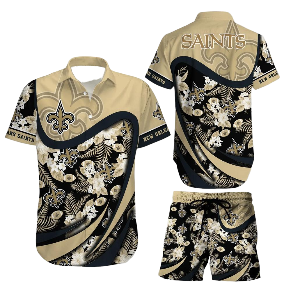 New Orleans Saints NFL Hawaiian Shirt And Short Tropical Pattern Beach Shirt New Gift For Sports Fans