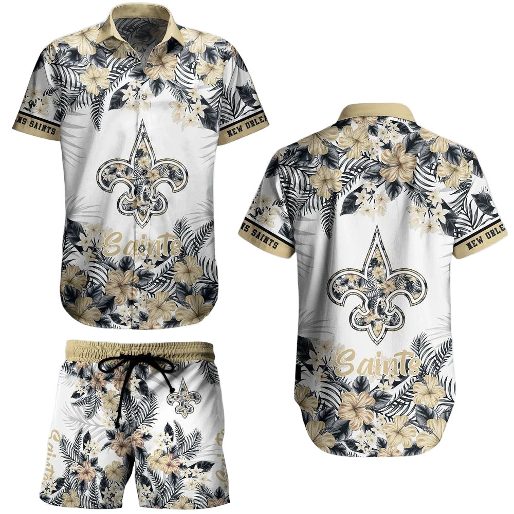 New Orleans Saints NFL Hawaiian Shirt Graphic Flower Tropical Pattern Summer Shirt Style New Gift Best Fans