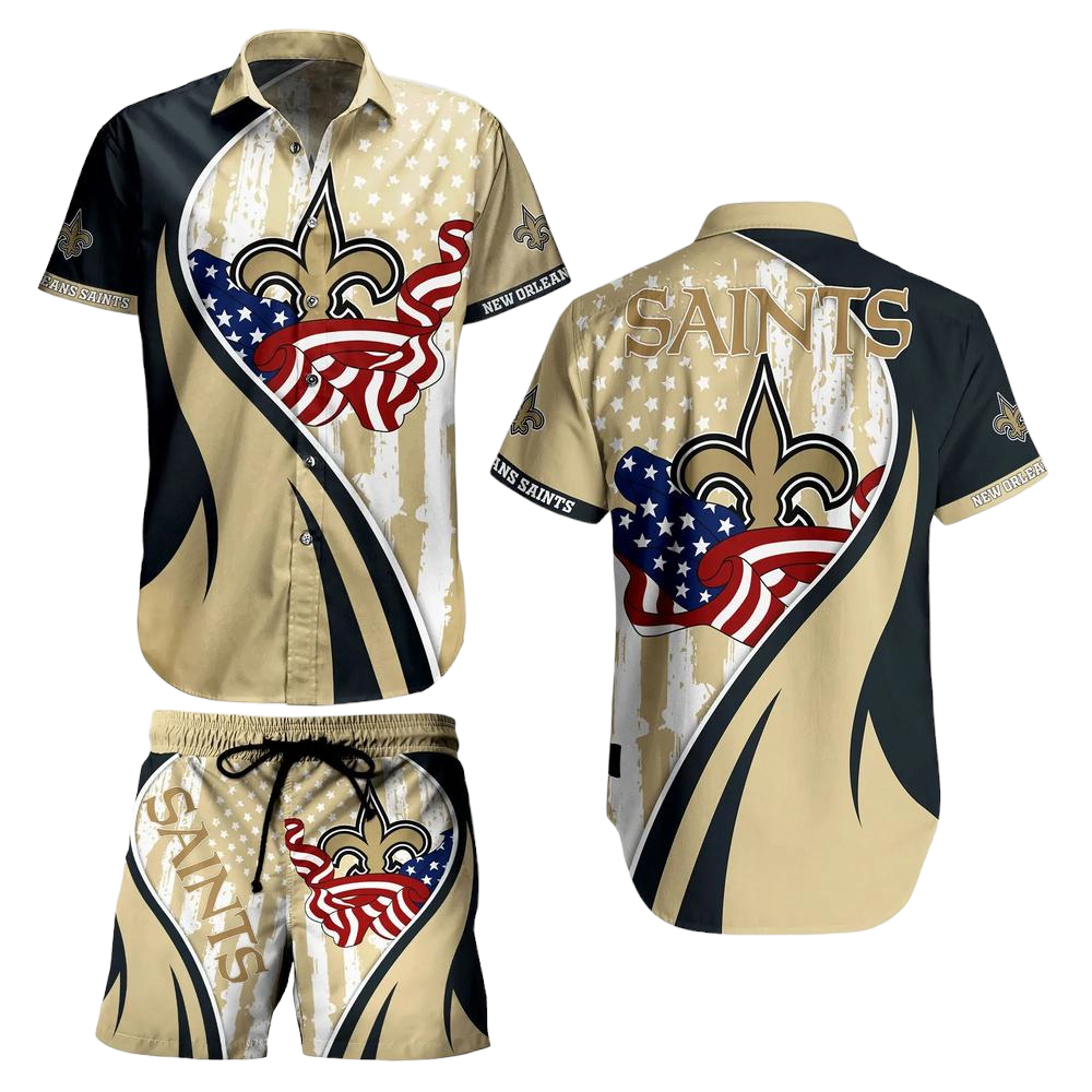 New Orleans Saints NFL Hawaiian Shirt Vintage US Flag Graphic Summer Gift For Men Women Fan NFL