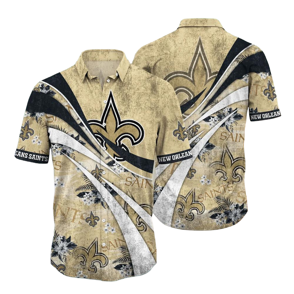 New Orleans Saints NFL Summer Hawaiian Shirt Floral Pattern Graphic For Football NFL Enthusiast