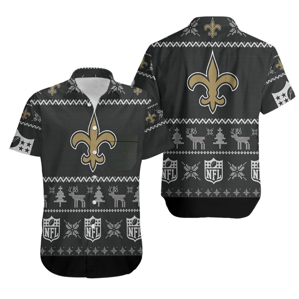 New Orleans Saints Ugly Christmas 3D Printed Sweatshirt Ugly Hawaiian Shirt Aloha Shirt for Men Women