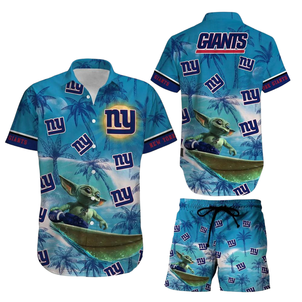 New York Giants Footbal NFL Baby Yoda Hawaiian Shirt And Short Style Summer Gift For Men Women