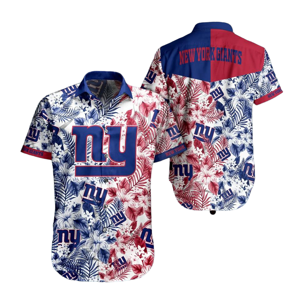 New York Giants NFL Beach Shirt Graphic Floral Pattern Print This Summer Hawaiian Shirt